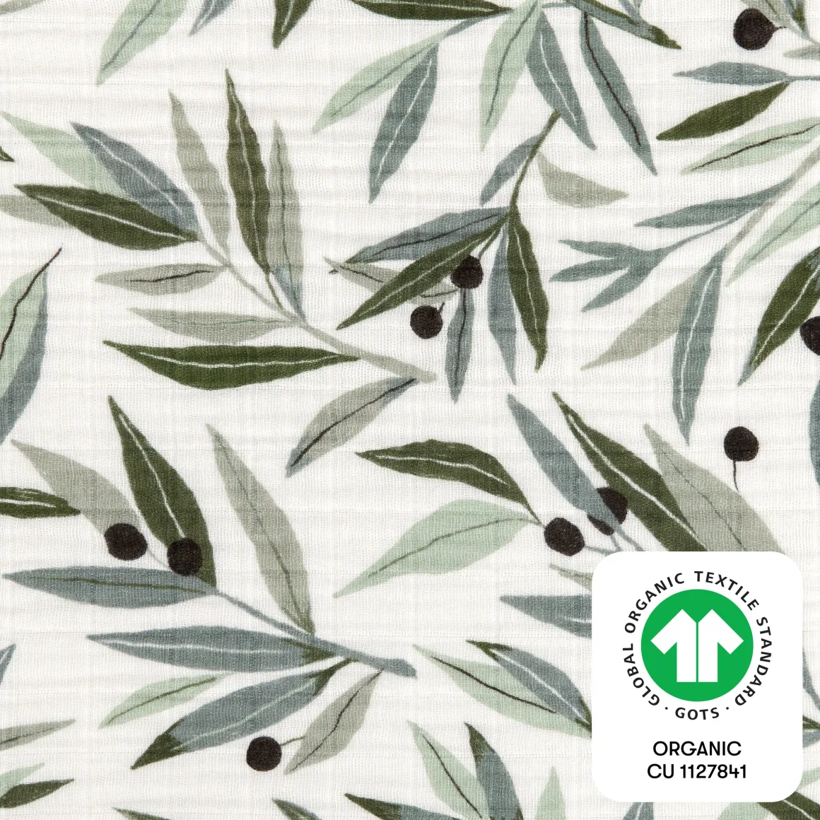 Babyletto Quilted Changing Pad Cover in GOTS Certified Organic Muslin Cotton - Olive Branches