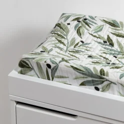 Babyletto Quilted Changing Pad Cover in GOTS Certified Organic Muslin Cotton - Olive Branches