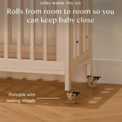 Babyletto Rolli 9-in-1 Convertible All-Stages Crib with Bassinet & Toddler Bed Conversion Kits - Washed Natural