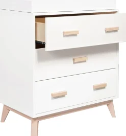 Babyletto Scoot 3-Drawer Changer Dresser w/Removable Changing Tray - White / Washed Natural