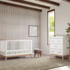 Babyletto Scoot 3-in-1 Convertible Crib w/Toddler Bed Conversion Kit - White / Washed Natural