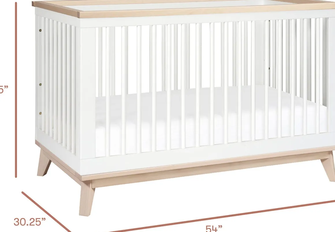 Babyletto Scoot 3-in-1 Convertible Crib w/Toddler Bed Conversion Kit - White / Washed Natural