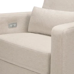 Babyletto Sigi Electronic Glider Recliner w/USB - Performance Beach Eco-Weave w/Light Wood Base