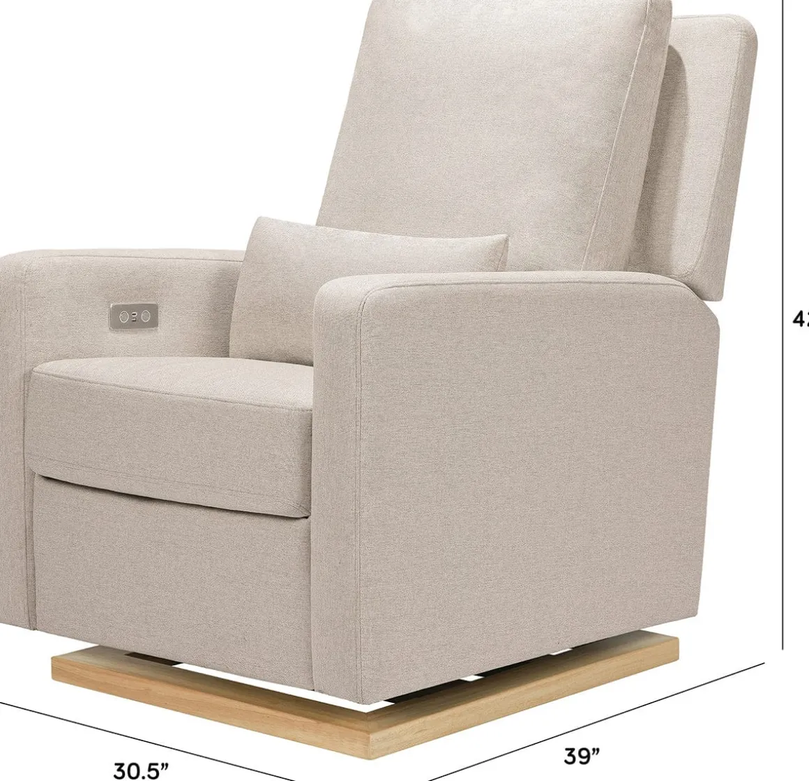 Babyletto Sigi Electronic Glider Recliner w/USB - Performance Beach Eco-Weave w/Light Wood Base