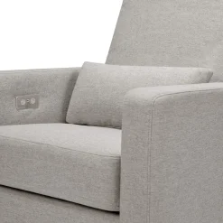 Babyletto Sigi Electronic Glider Recliner w/USB - Performance Grey Eco-Weave w/Light Wood Base