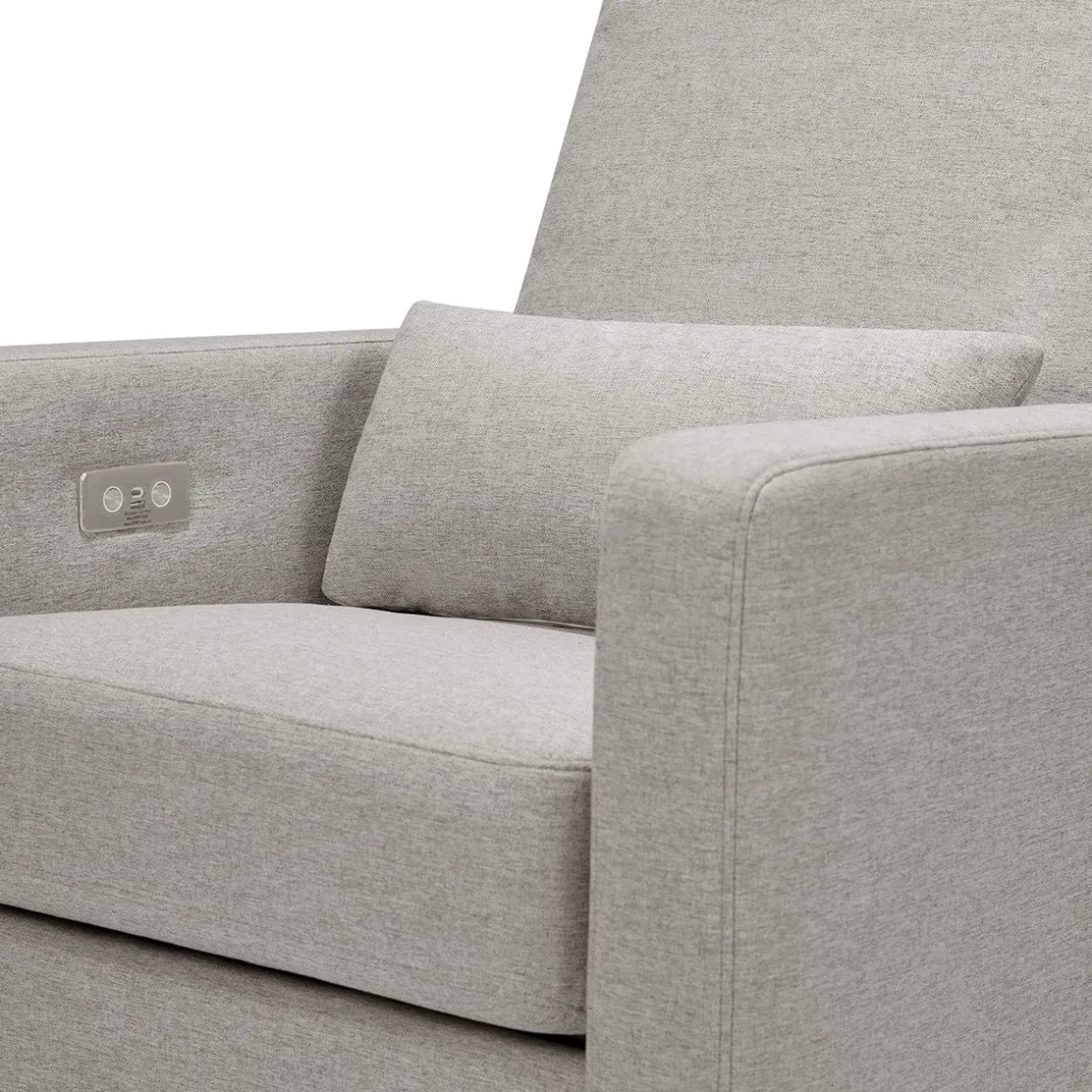 Babyletto Sigi Electronic Glider Recliner w/USB - Performance Grey Eco-Weave w/Light Wood Base
