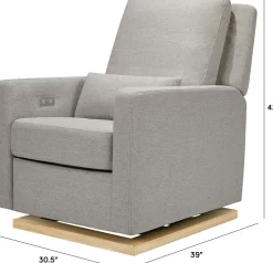 Babyletto Sigi Electronic Glider Recliner w/USB - Performance Grey Eco-Weave w/Light Wood Base