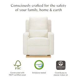Babyletto Sigi Electronic Recliner and Glider w/ USB - Cream Shearling / Light Wood Base
