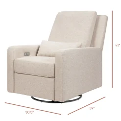 Babyletto Sigi Electronic Recliner and Swivel Glider w/ USB - Performance Beach Eco-Weave
