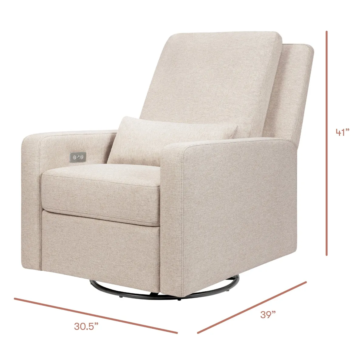 Babyletto Sigi Electronic Recliner and Swivel Glider w/ USB - Performance Beach Eco-Weave