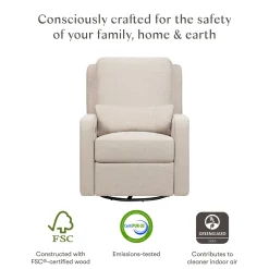Babyletto Sigi Electronic Recliner and Swivel Glider w/ USB - Performance Beach Eco-Weave