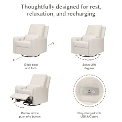 Babyletto Sigi Electronic Recliner and Swivel Glider w/ USB - Performance Cream Eco-Weave