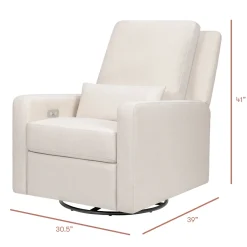 Babyletto Sigi Electronic Recliner and Swivel Glider w/ USB - Performance Cream Eco-Weave