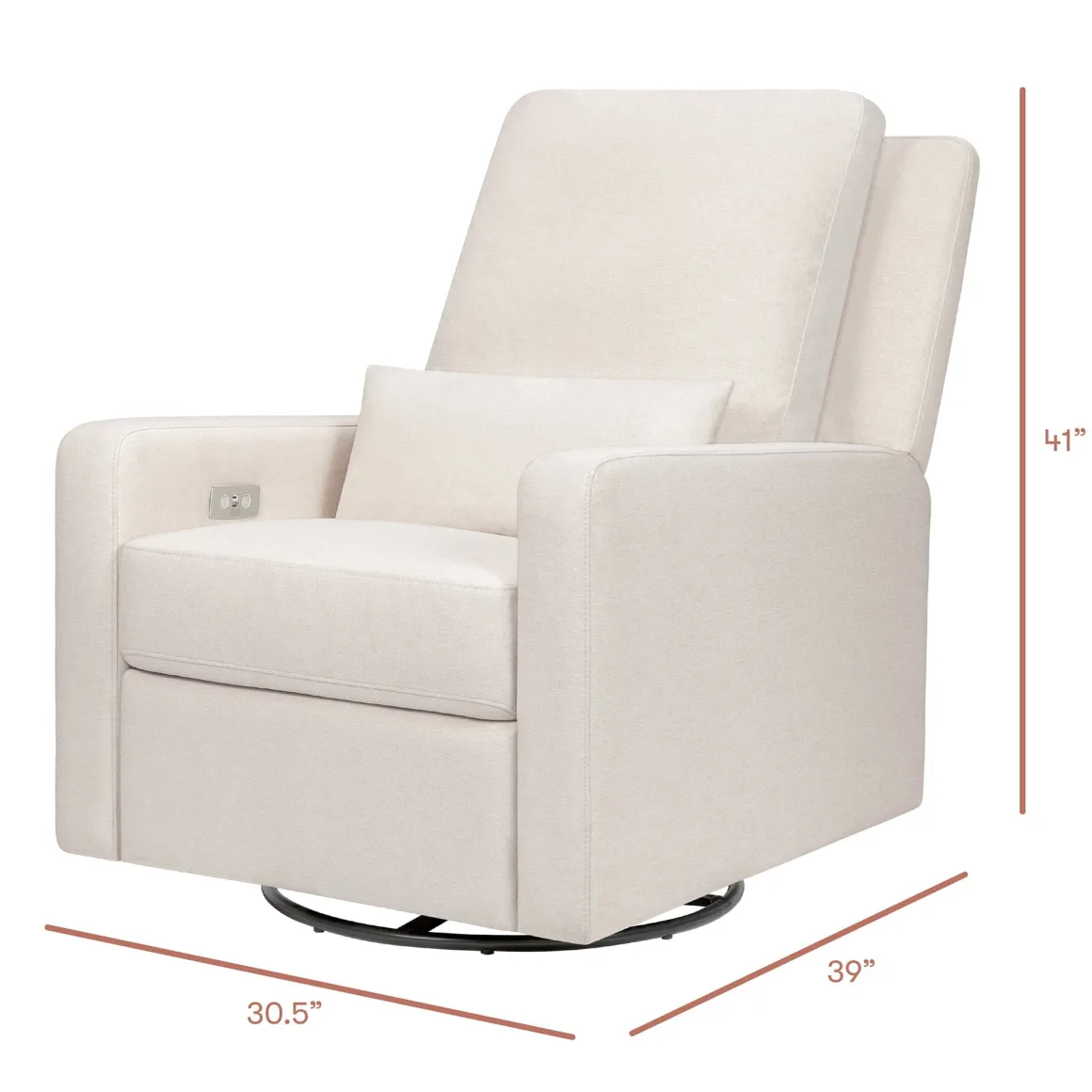 Babyletto Sigi Electronic Recliner and Swivel Glider w/ USB - Performance Cream Eco-Weave