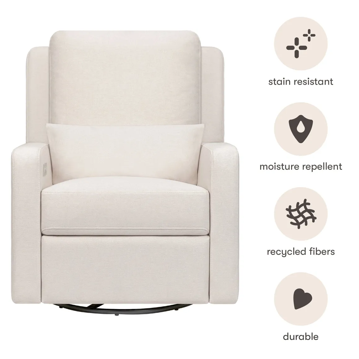Babyletto Sigi Electronic Recliner and Swivel Glider w/ USB - Performance Cream Eco-Weave