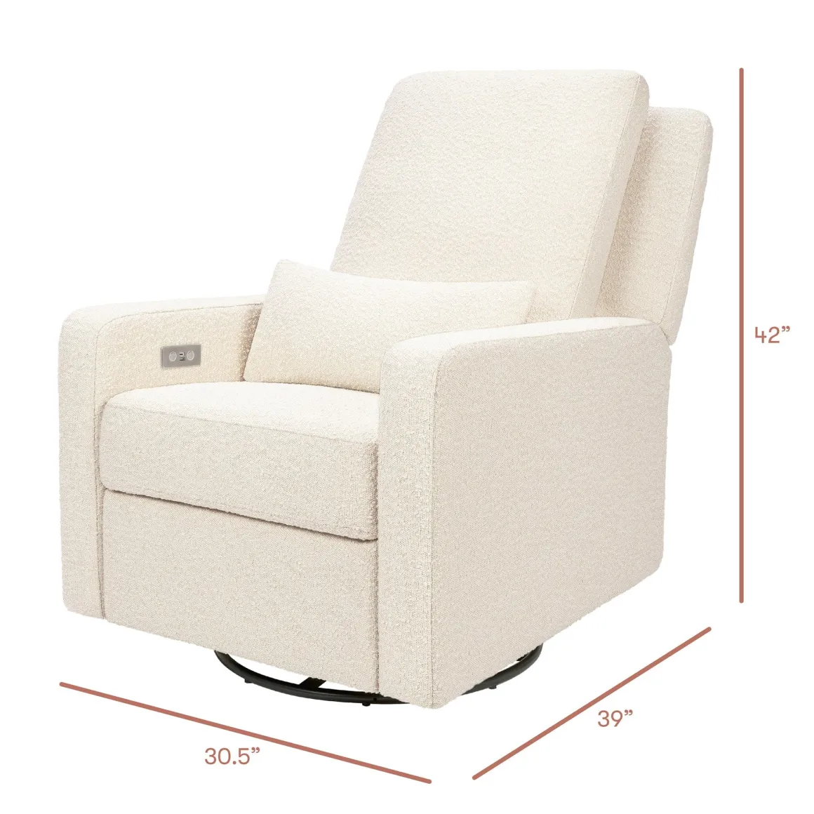 Babyletto Sigi Electronic Recliner and Swivel Glider w/ USB - Performance Ivory Boucle