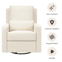 Babyletto Sigi Electronic Recliner and Swivel Glider w/ USB - Performance Ivory Boucle