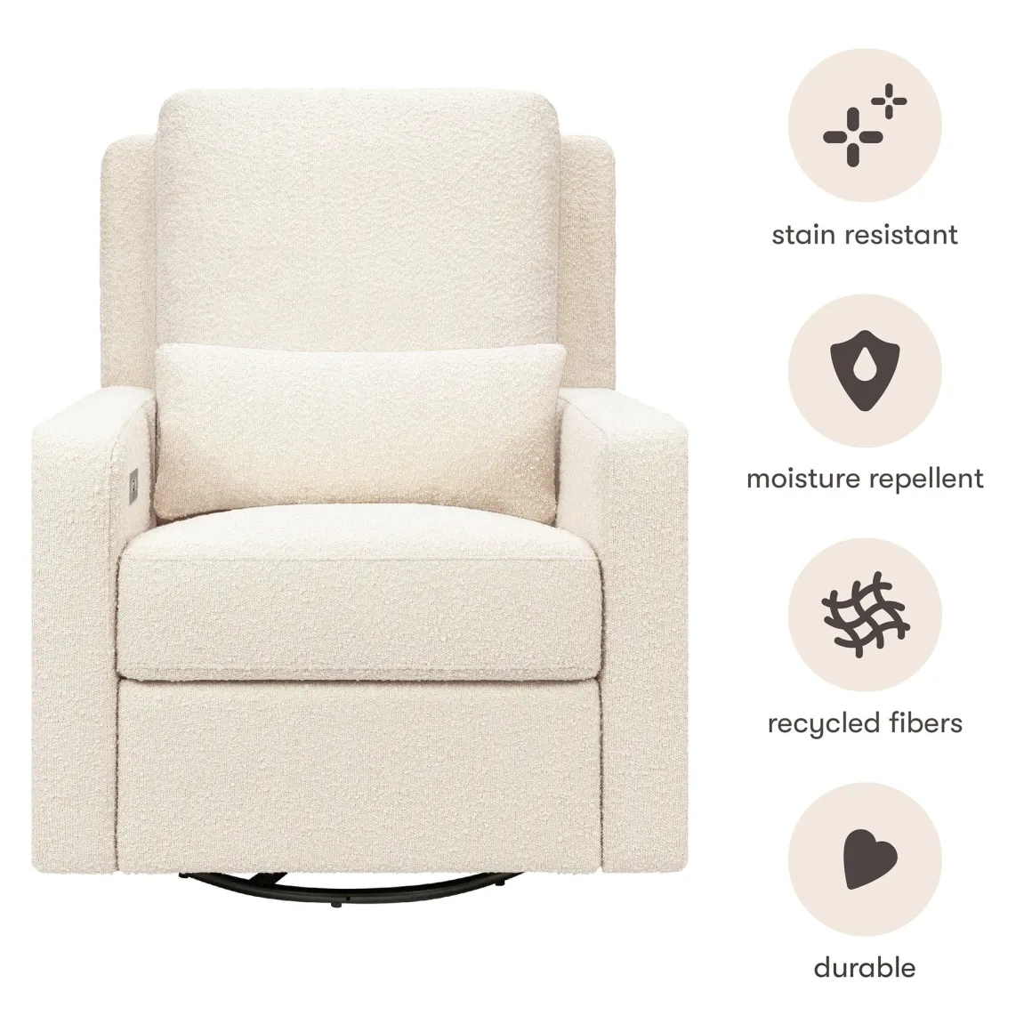 Babyletto Sigi Electronic Recliner and Swivel Glider w/ USB - Performance Ivory Boucle