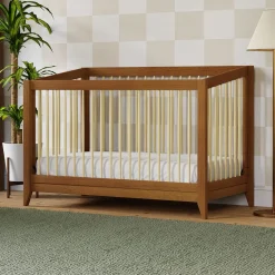 Babyletto Sprout 4-in-1 Convertible Crib w/Toddler Bed Conversion Kit - Chestnut / Natural