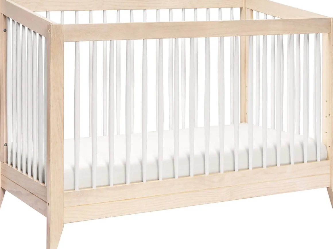 Babyletto Sprout 4-in-1 Convertible Crib w/Toddler Bed Conversion Kit - Washed Natural / White