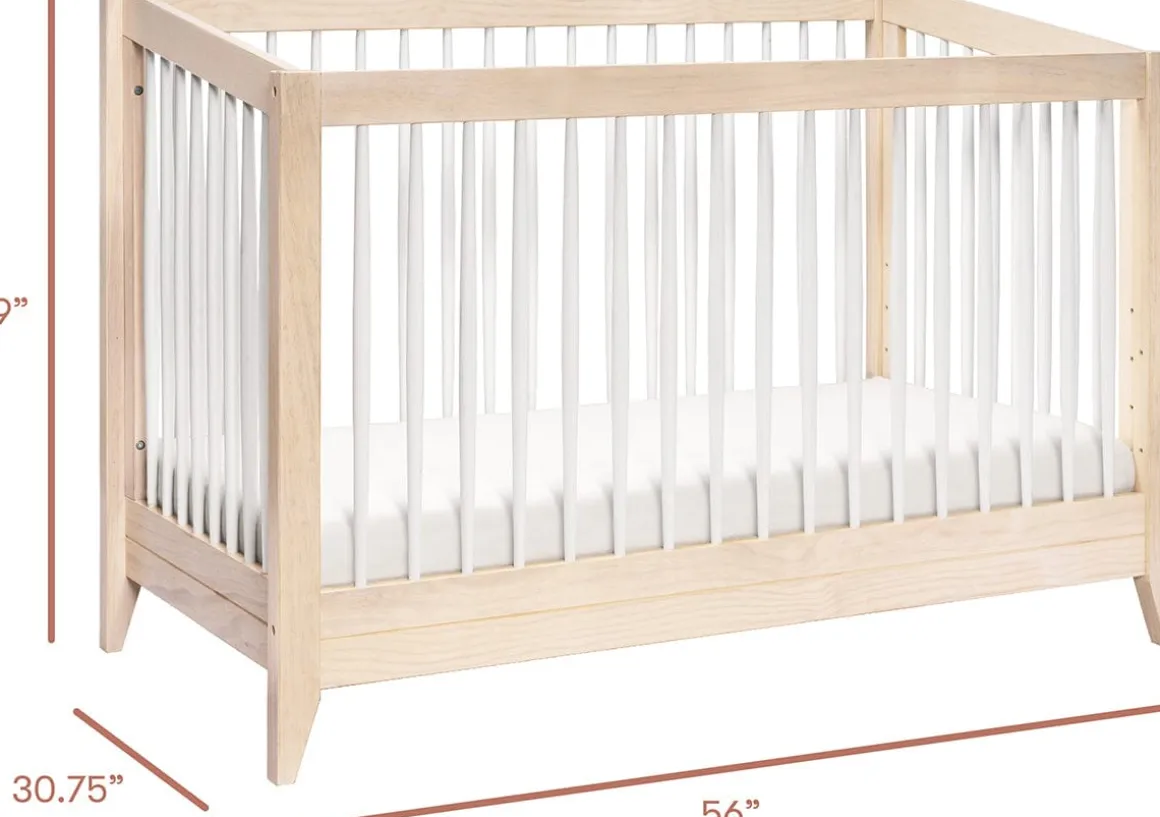 Babyletto Sprout 4-in-1 Convertible Crib w/Toddler Bed Conversion Kit - Washed Natural / White