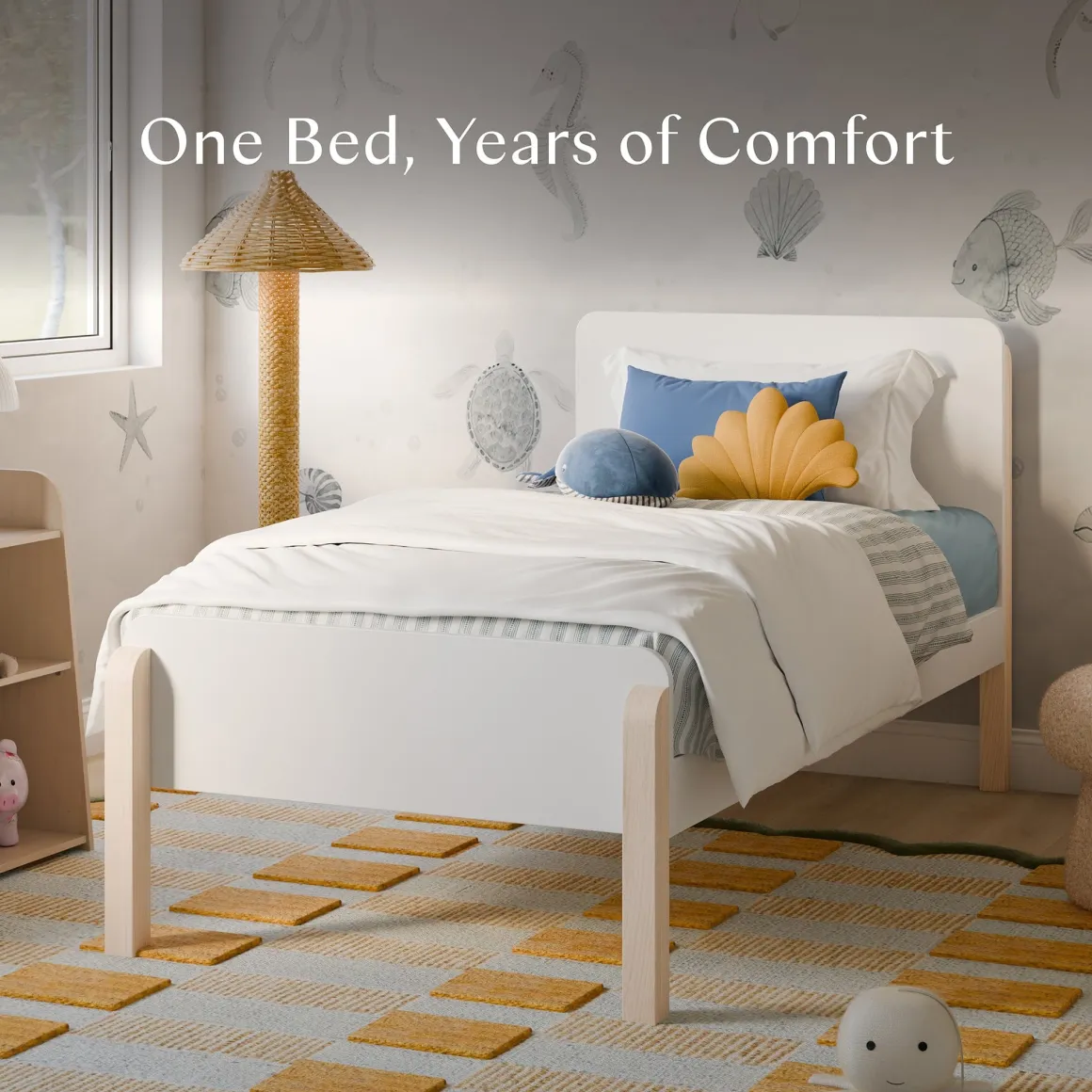Babyletto TipToe Twin Bed - White/Washed Natural