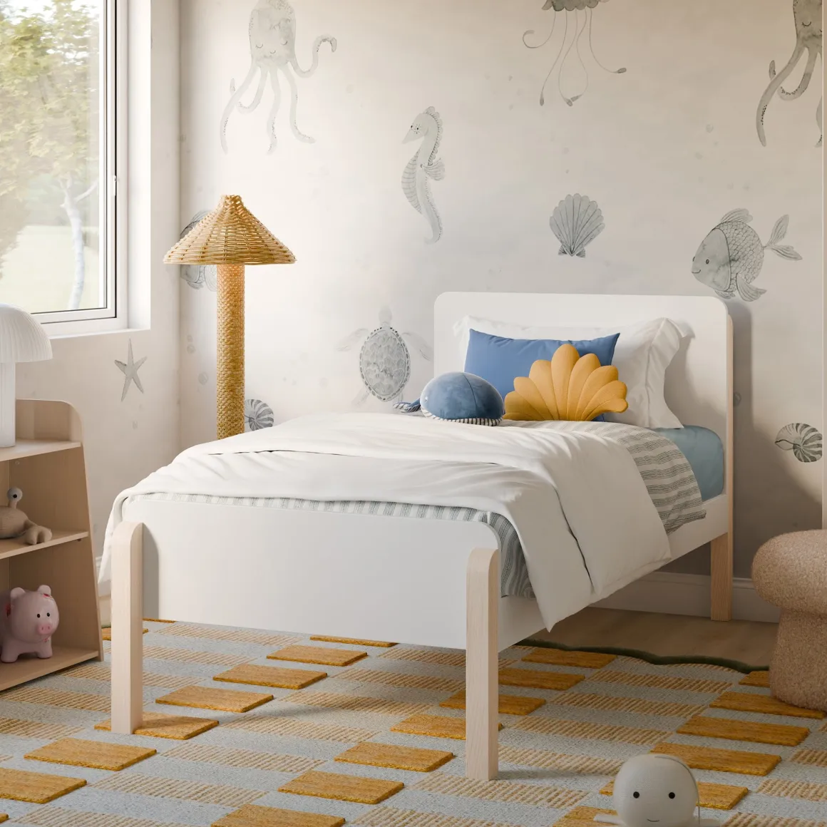 Babyletto TipToe Twin Bed - White/Washed Natural