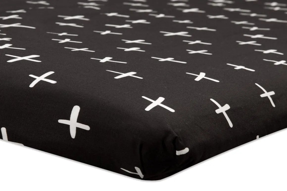 Babyletto Tuxedo Monochrome Cross Mini Crib Sheet