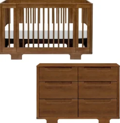 Babyletto Yuzu 8-in-1 Convertible Crib + 6-Drawer Dresser Bundle - Natural Walnut