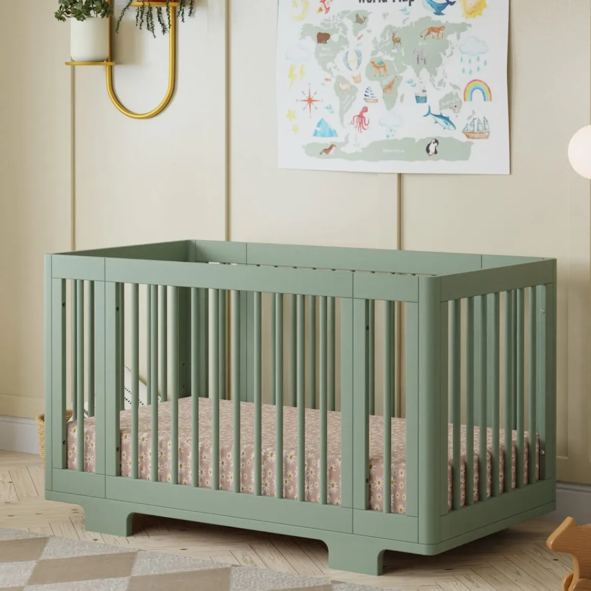 Babyletto Yuzu 8-in-1 Convertible Crib with All-Stages Conversion Kit - Light Sage
