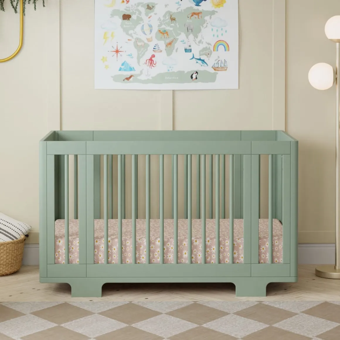 Babyletto Yuzu 8-in-1 Convertible Crib with All-Stages Conversion Kit - Light Sage