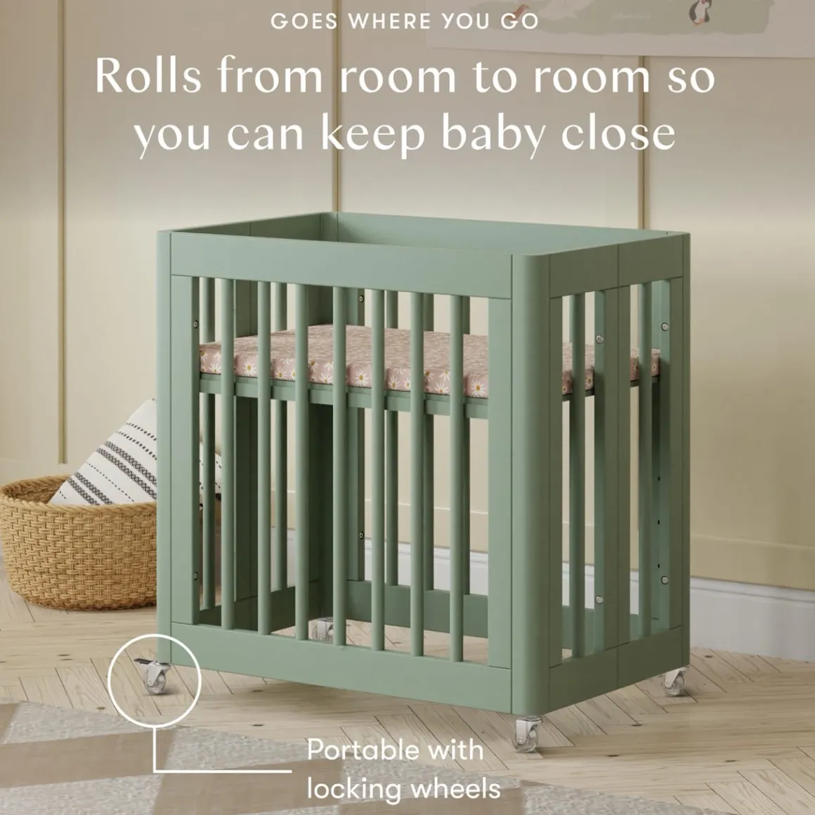 Babyletto Yuzu 8-in-1 Convertible Crib with All-Stages Conversion Kit - Light Sage