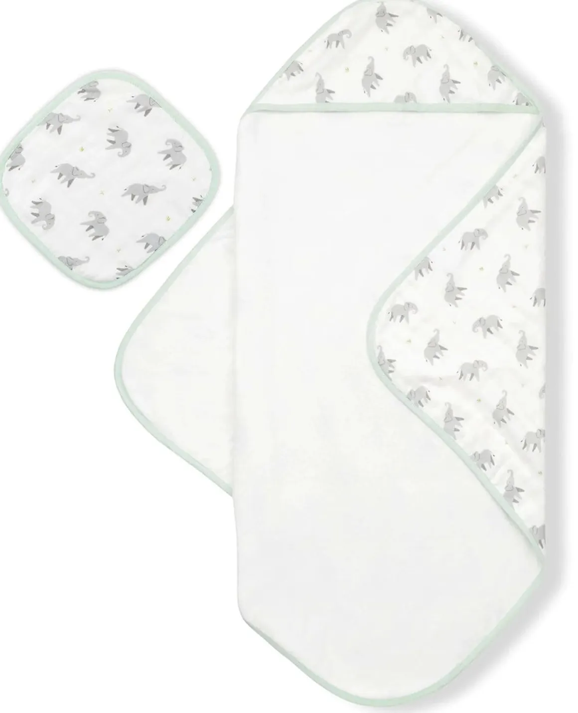Bamboo Little Hooded Baby Towel & Washcloth Set - Elephant