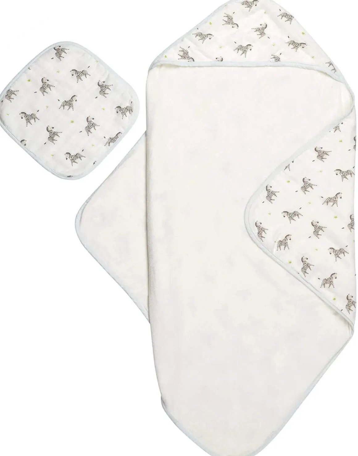 Bamboo Little Hooded Baby Towel & Washcloth Set - Zebra