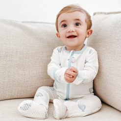 Bamboo Little Zippered Footie - Blue Fish (3-6m)