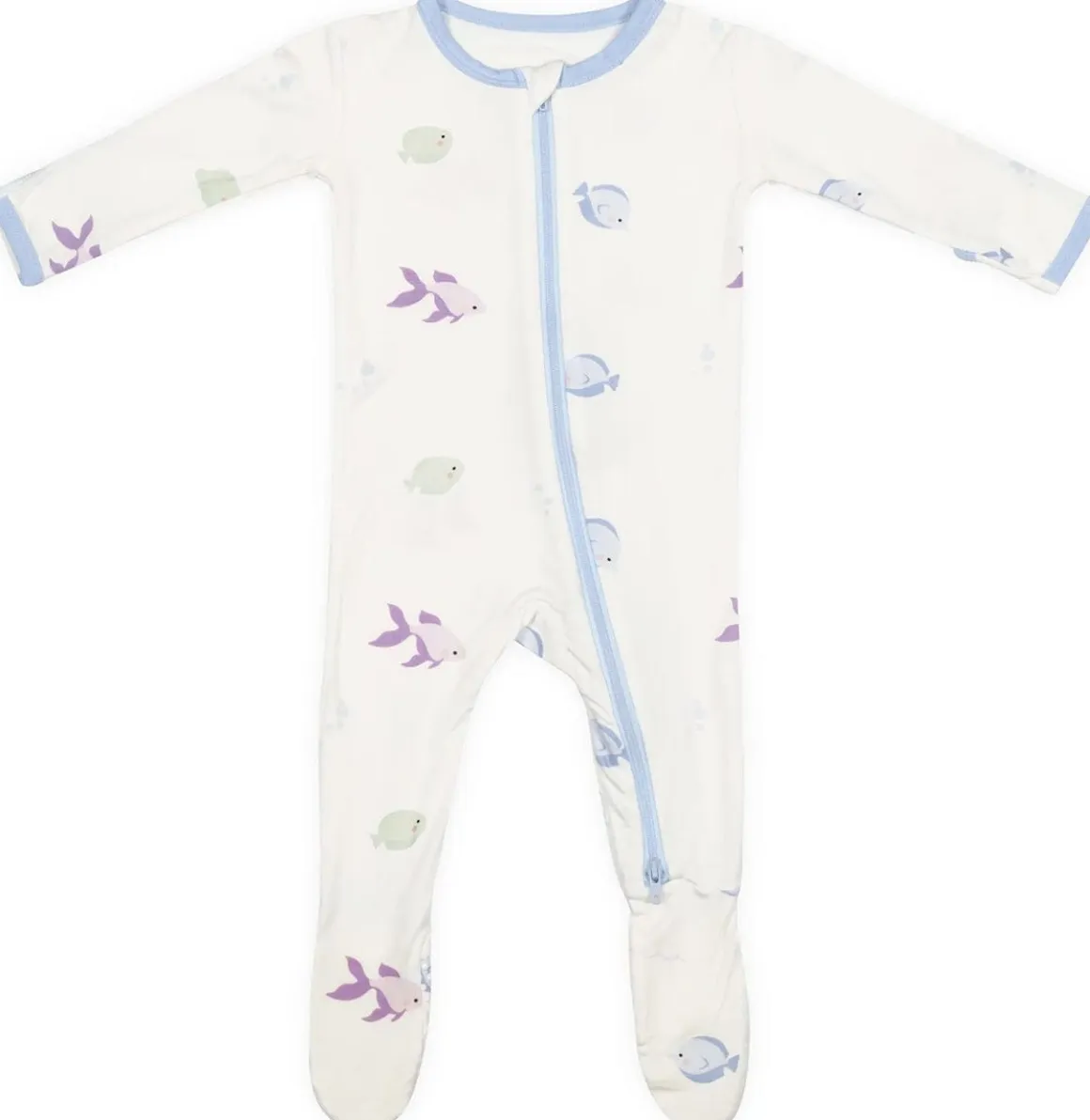 Bamboo Little Zippered Footie - Blue Fish (6-9m)