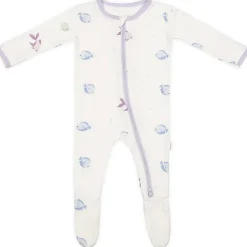 Bamboo Little Zippered Footie - Lavender Fish (3-6m)