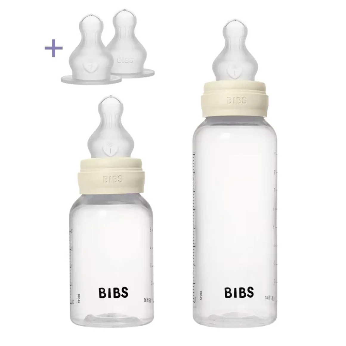 BIBS Baby BPA-Free PP Bottle Grow and Flow Set 5oz/9oz Silicone - Ivory