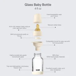 BIBS Baby Glass Bottle Set 4oz Latex, Slow Flow - Sage
