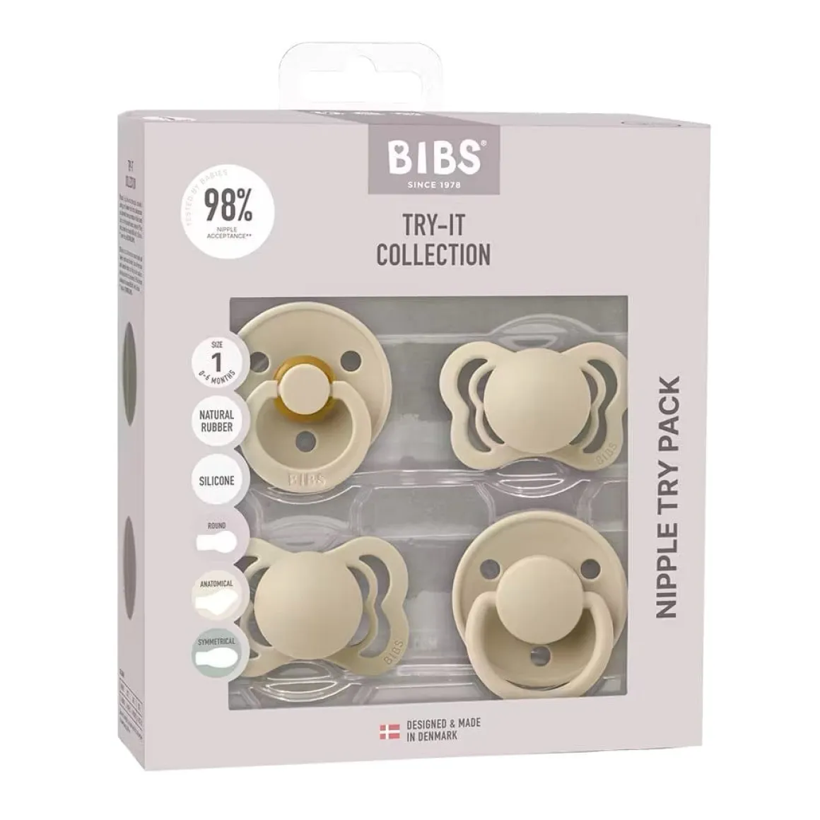 BIBS Try-It Collection - Vanilla - Size 1 (0-6 m)