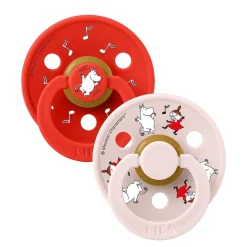 BIBS x Moomin Colour Pacifier, 2 Pack - Dancing/Candy Apple Mix - Size 1 (0+ m)