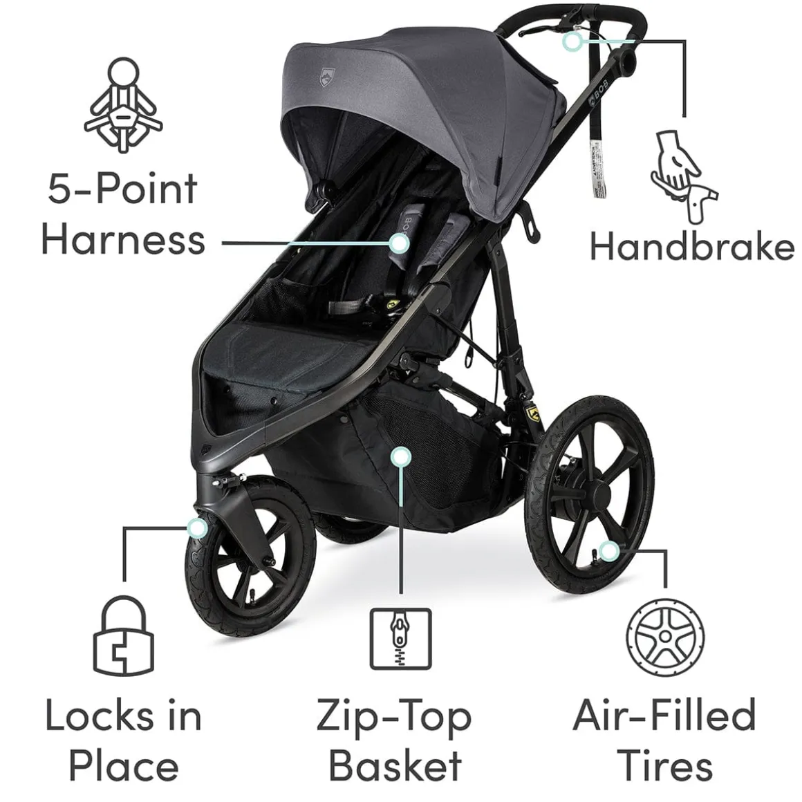 BOB Wayfinder Jogging Stroller - Storm