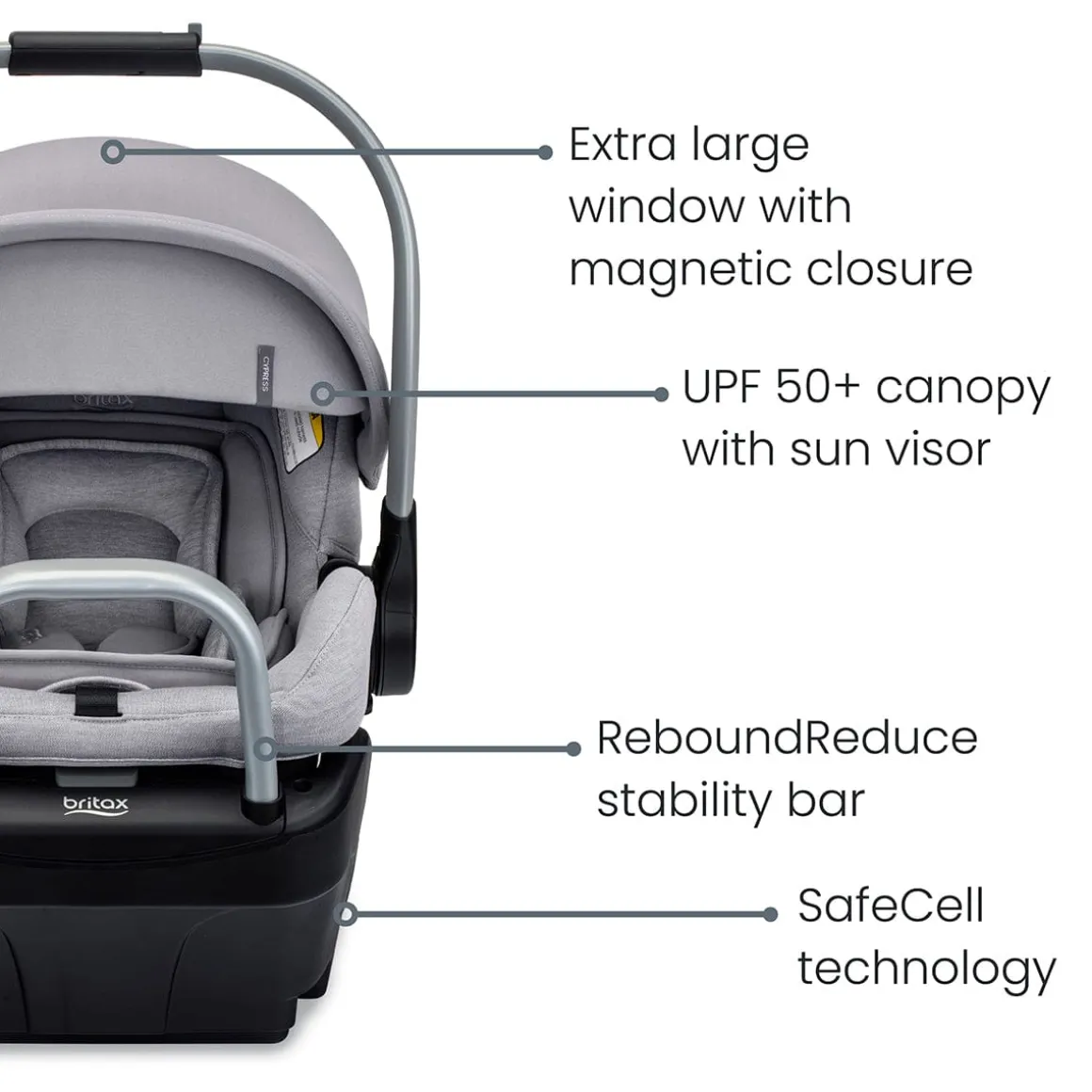 Britax Cypress Infant Car Seat with Alpine Anti-Rebound Base - Ponte Glacier