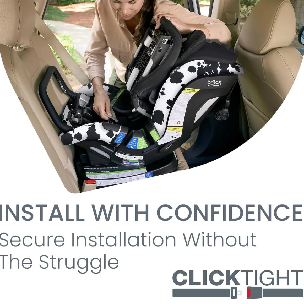 Britax Poplar S ClickTight Convertible Car Seat, Slim 17-Inch Design - Cowmooflage
