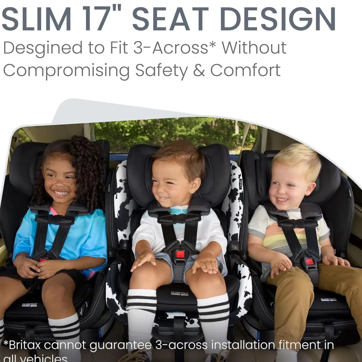 Britax Poplar S ClickTight Convertible Car Seat, Slim 17-Inch Design - Cowmooflage
