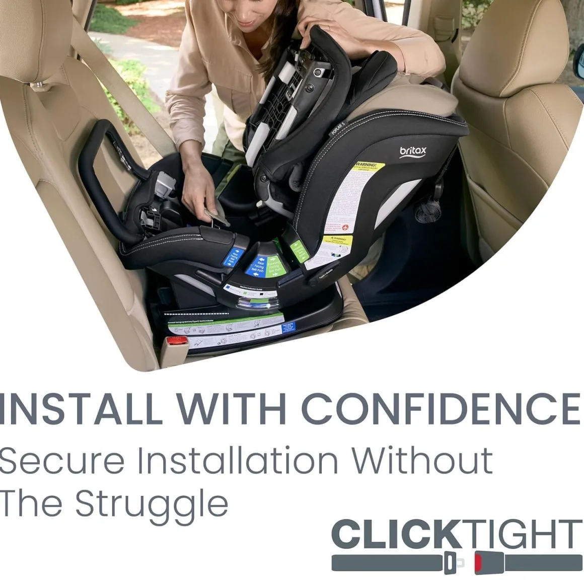 Britax Poplar S ClickTight Convertible Car Seat, Slim 17-Inch Design - Sand Onyx