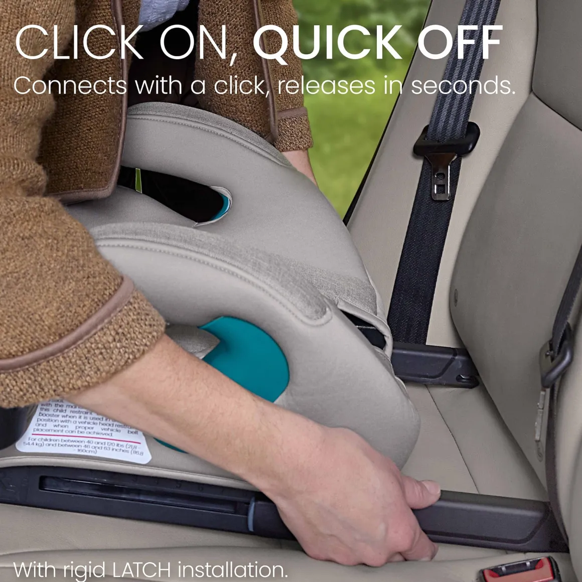 Britax UpNGo Click Backless Booster with Rigid LATCH - Parchment