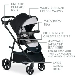 Britax Willow Brook S+ Travel System with Alpine Anti-Rebound Base - Glacier Onyx