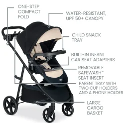 Britax Willow Brook S+ Travel System with Alpine Anti-Rebound Base - Sand Onyx