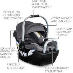 Britax Willow SC Infant Car Seat with Alpine Base - Pindot Stone